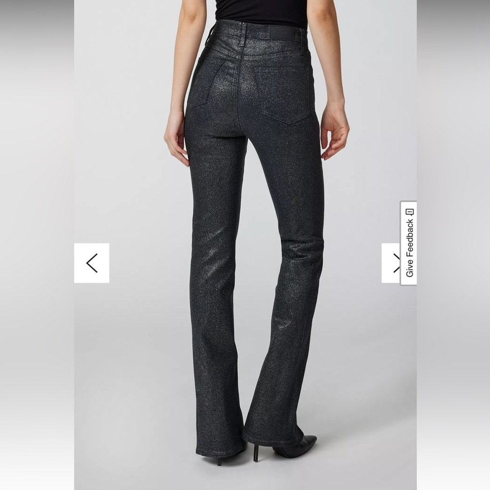 Pistola Colleen High-Waisted Slim Flare Jean Stargaze Black Glitter NEW With Tag - Picture 3 of 10